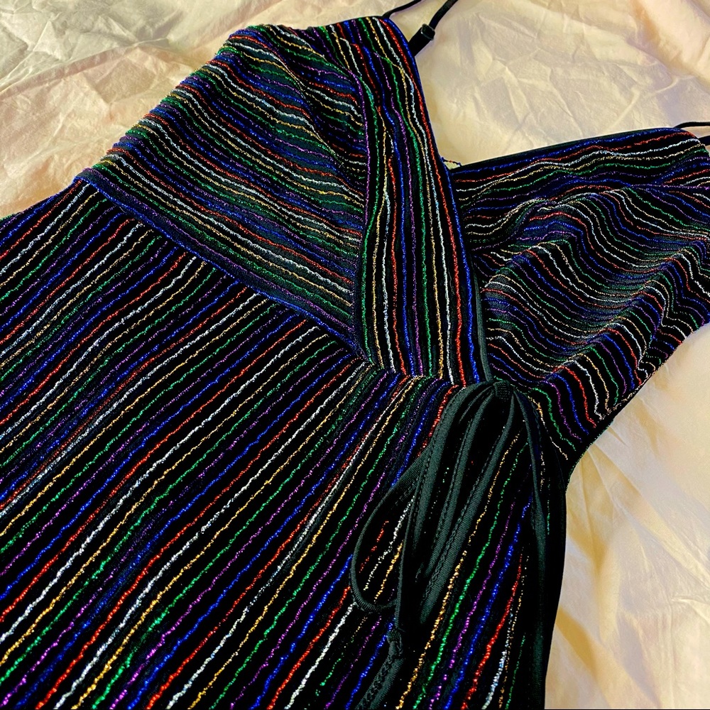 Glittery Black & Rainbow Mini Dress